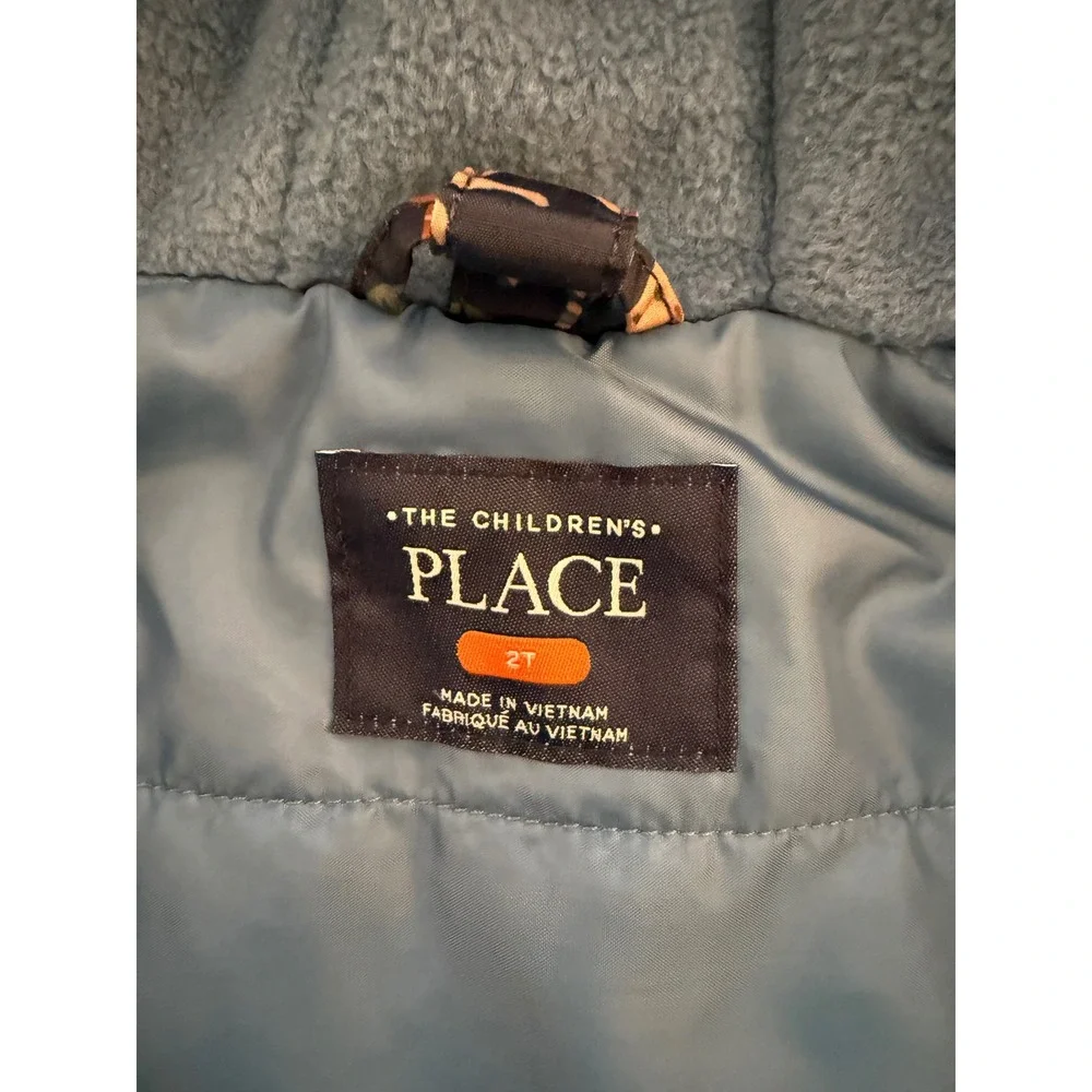 The Children's Place 3-in-1 Toddler Dinosaur Jacket Coat Size 2T Blue Fleece Zip